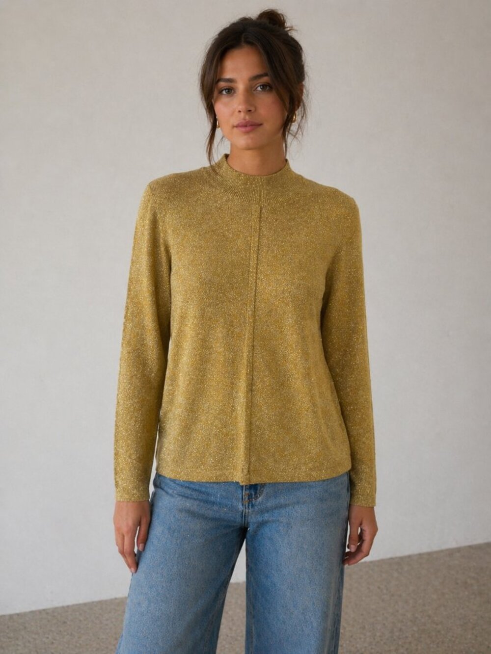 NWT Pendleton Gold Lurex Sweater XL Metallic Mock Neck Knit Shimmer Top Vintage